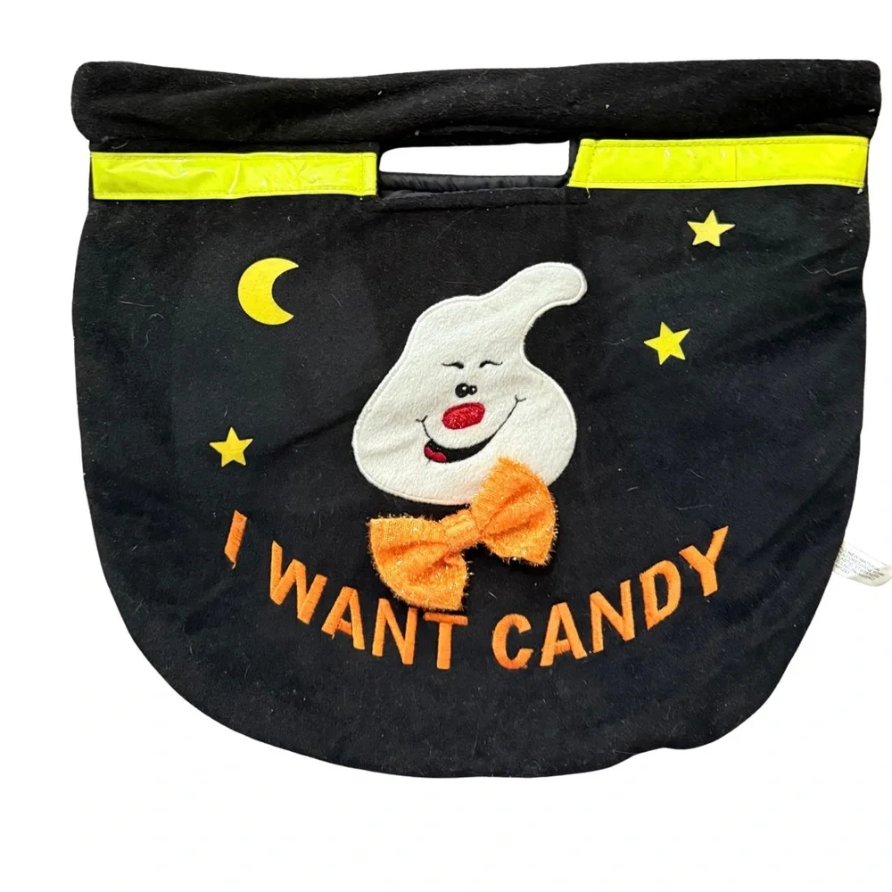 Boutique Black Halloween‎ Tote with Ghost Design Trick or Treat 16x14